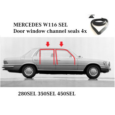 Mercedes W116 SEL Door window running channel rubber seal set