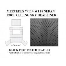 Mercedes W114 W115 Roof Ceiling Sky Headliner Black Perforated Leather +Sunroof  