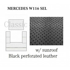 Mercedes W116 SEL Roof Ceiling Sky Headliner Black Perforated Leather Sunroof